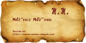 Müncz Mózes névjegykártya
